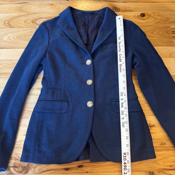 Tagliatore Wool Cotton Knit 3 Button Blazer in Navy - Picture 7 of 7